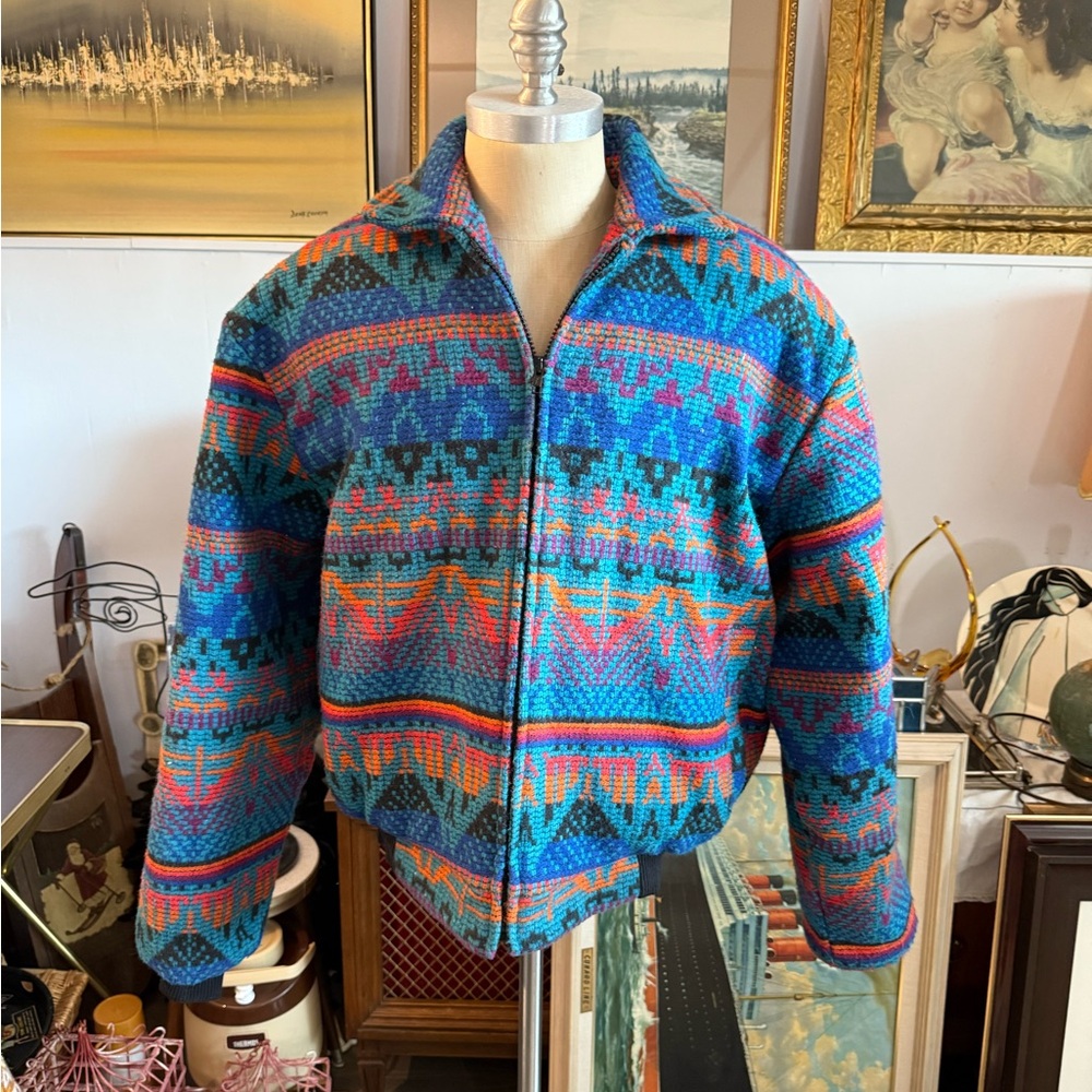 David James Aztec Southwestern Vintage Knit Jacket